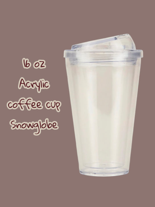 16oz Acrylic Coffee Cup Snowglobe