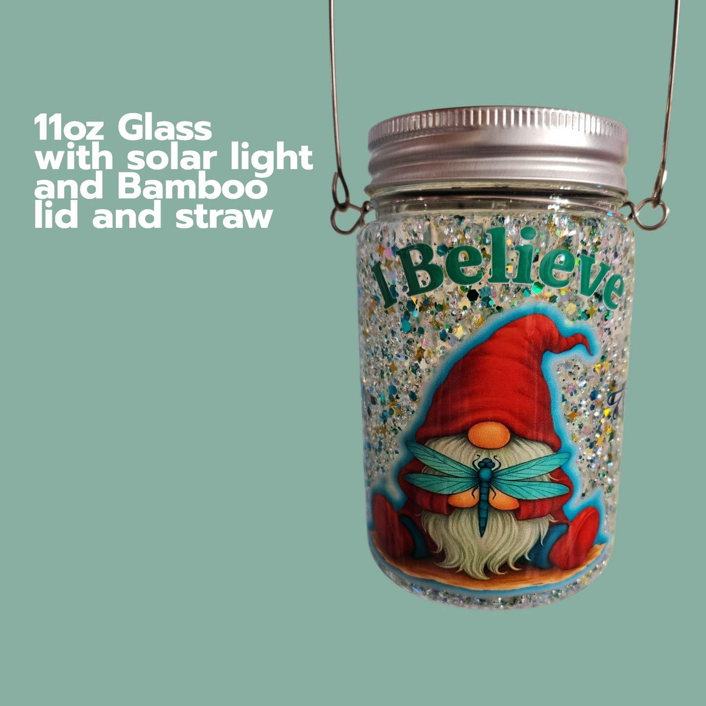 11oz Solar Snowglobe (glass)-ONLY DRY GLITTER